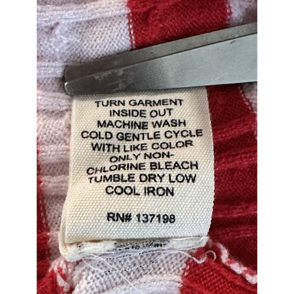 Marled Striped Cable Knit Sweater Women's Size Medium Red Pink Stretchy - Picture 9 of 9